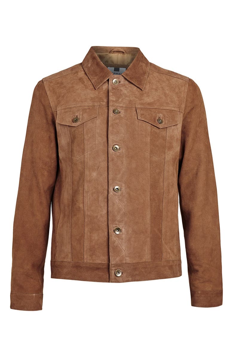 Topman Tan Suede Western Jacket, Alternate, color, 