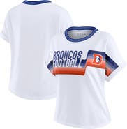 WEAR by Erin Andrews Women's WEAR by Erin Andrews White Denver Broncos Cropped Center Stripe Dolman T-Shirt