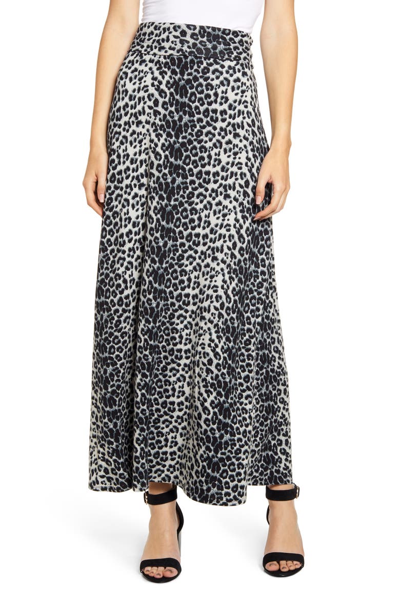 Roll Top Maxi Skirt, Main, color, GRAY/ BLACK