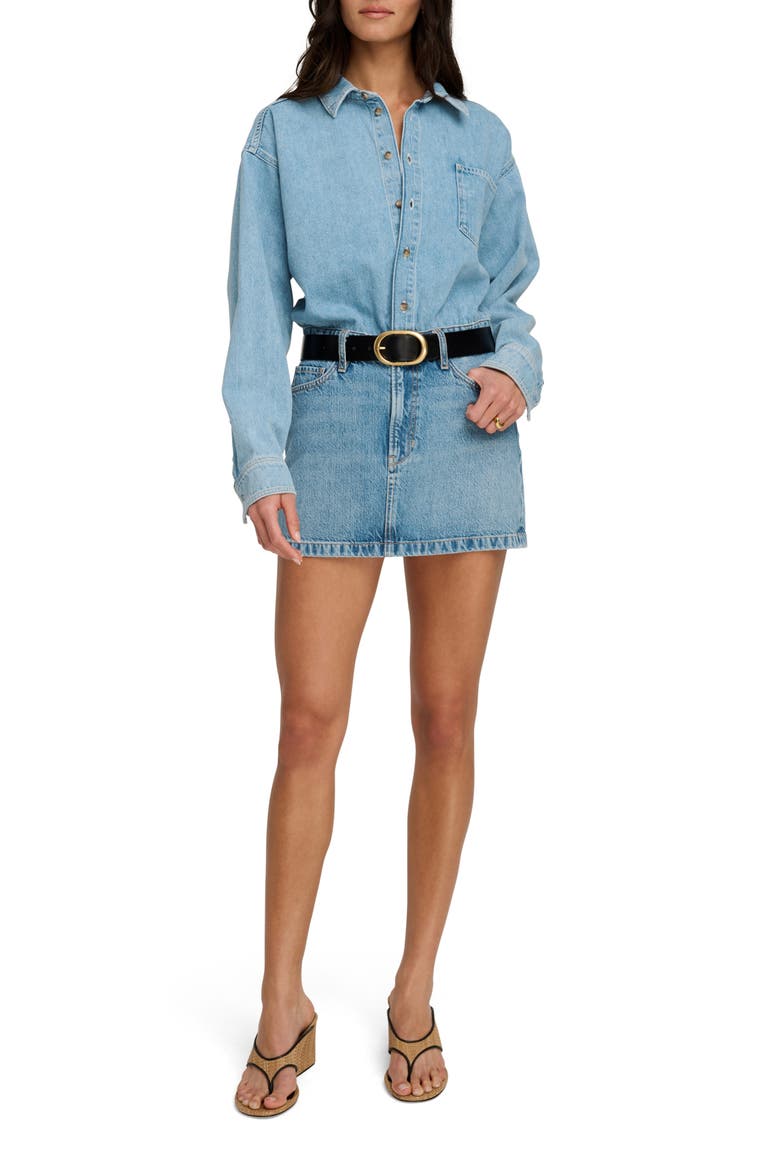 The Layla Denim Miniskirt, Main, color, MILOS