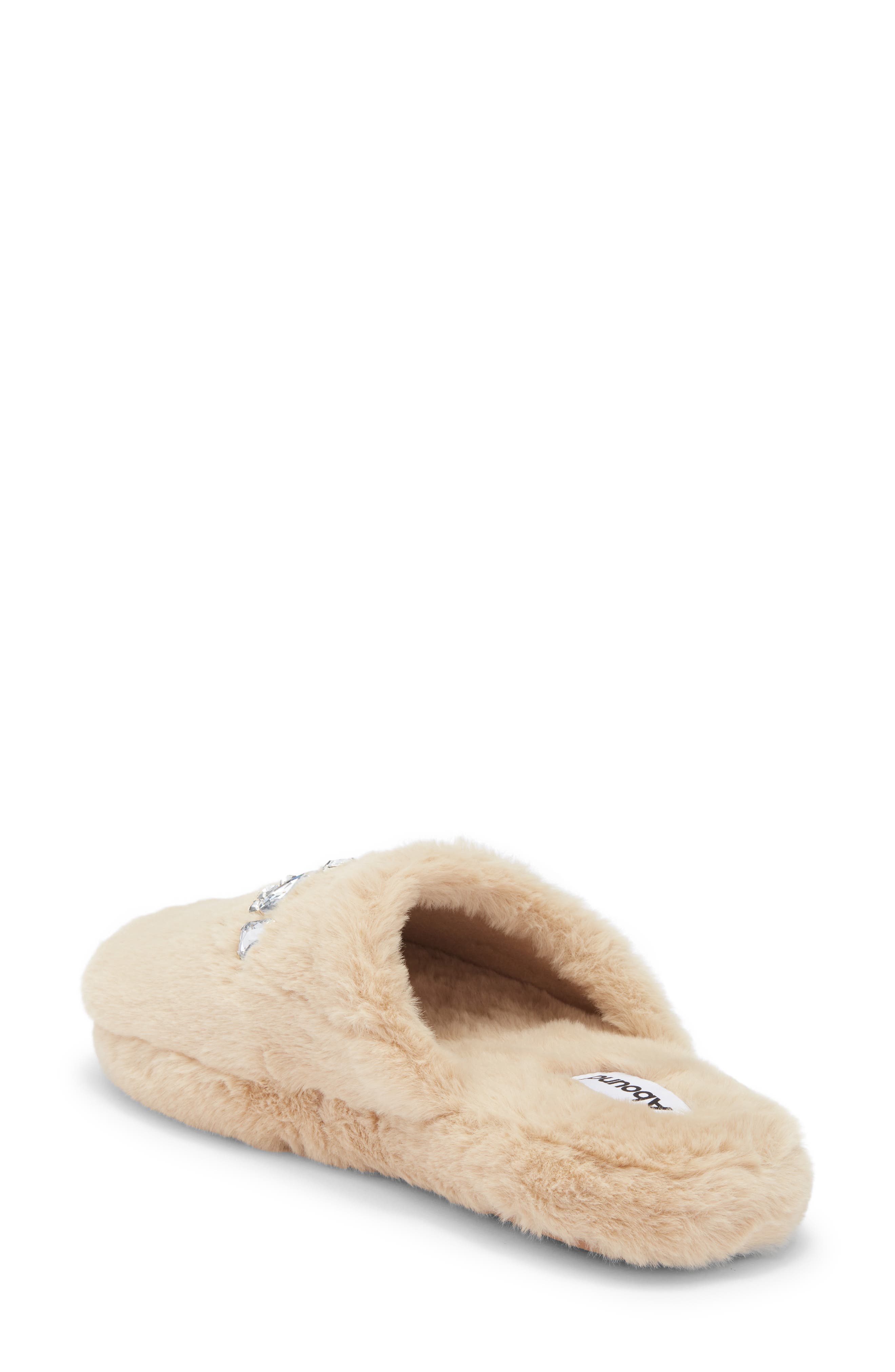 Abound Karta Faux Fur Rhinestone Slippers, Alternate, color, Tan Latte
