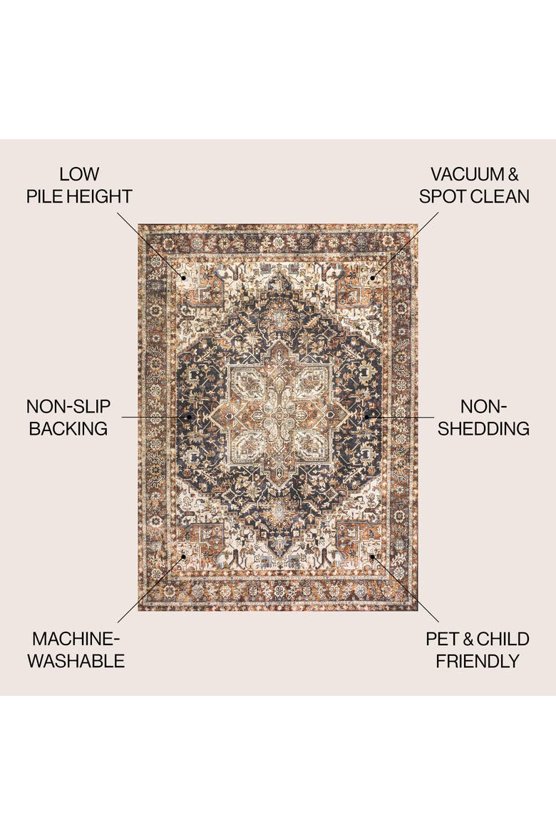 Chapell Chenille Traditional Medallion Machine-Washable Area Rug, Alternate, color, Black/Terra