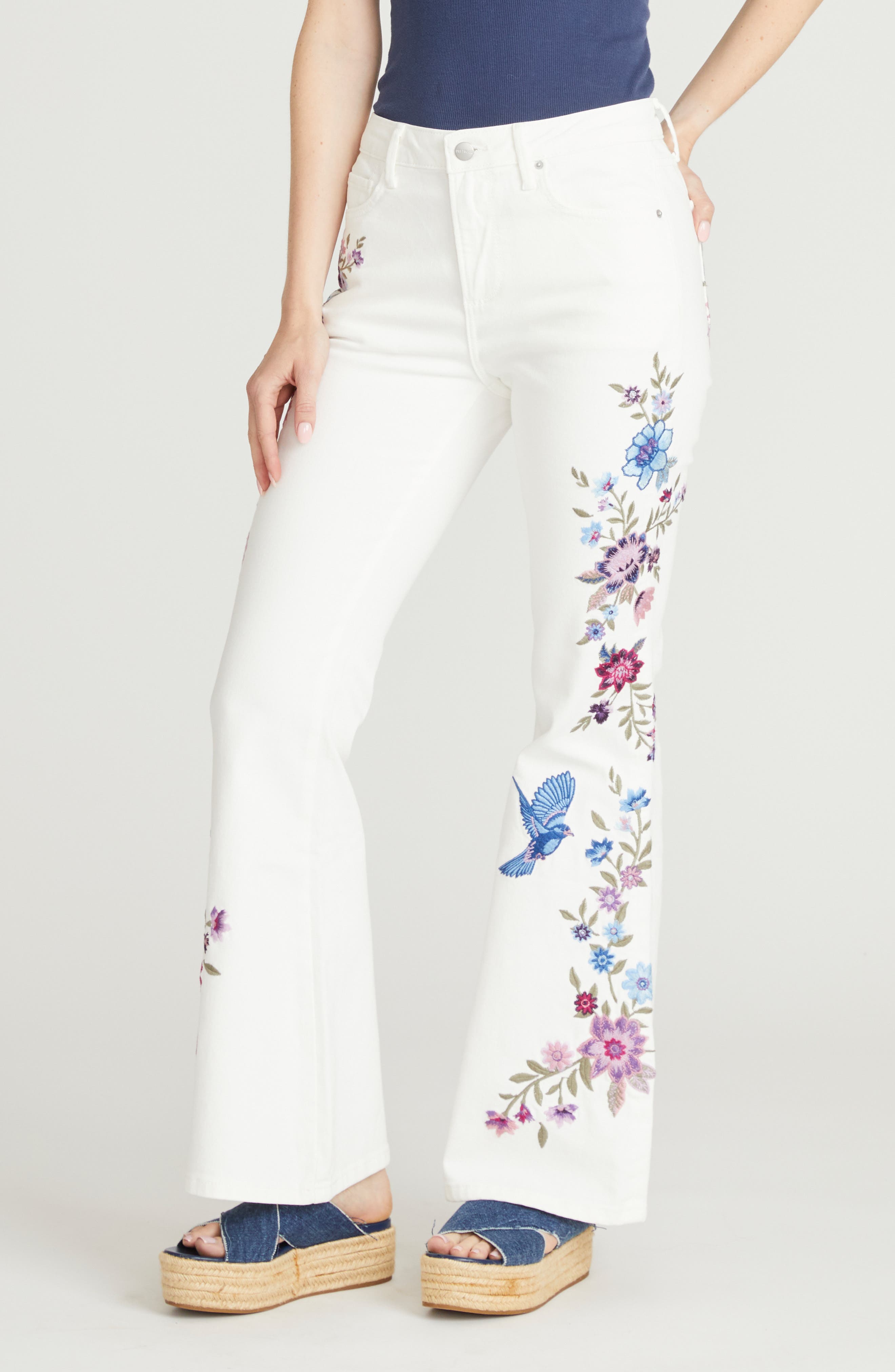 Farrah Embroidered Flare Leg Jeans