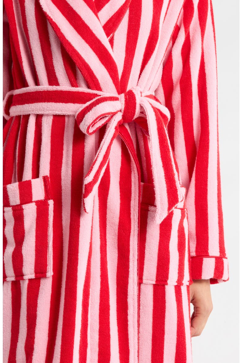 Hydro Cotton Terry Robe, Alternate, color, PINK- RED GOJI BRI STRIPE