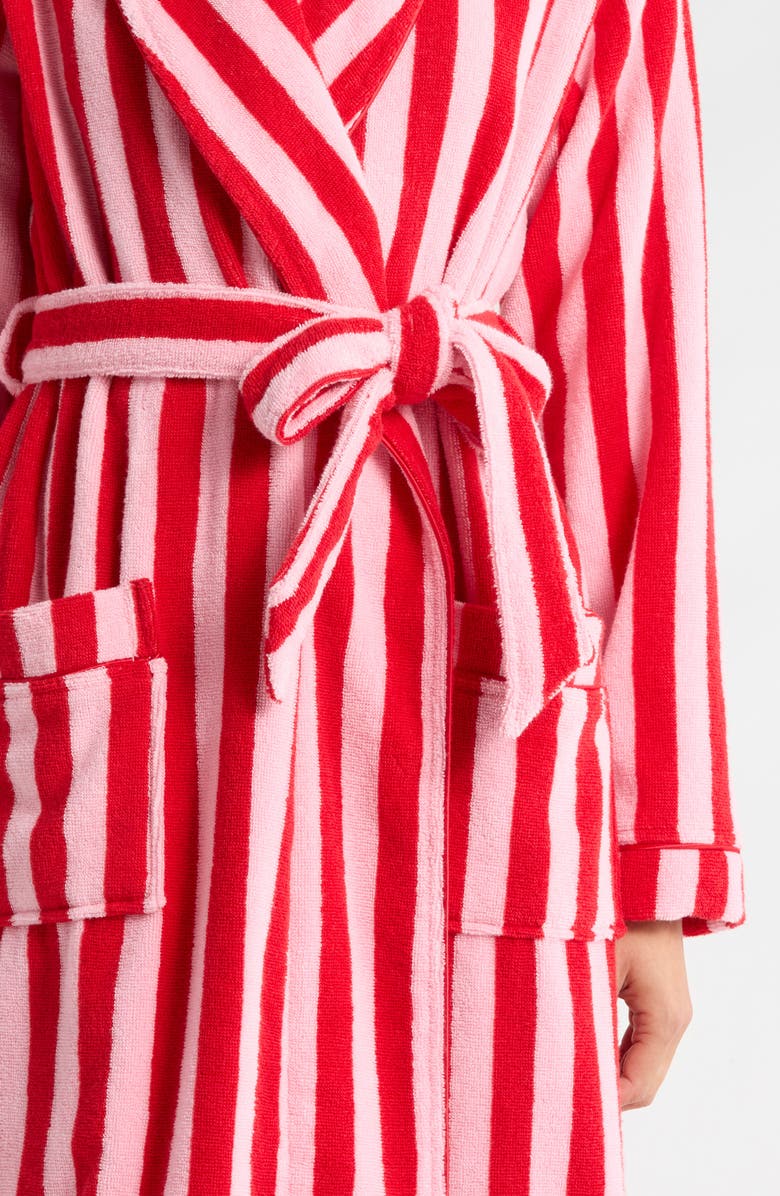 Nordstrom Stripe Hydrocotton Terry Robe, Alternate, color, Pink- Red Goji Bri Stripe