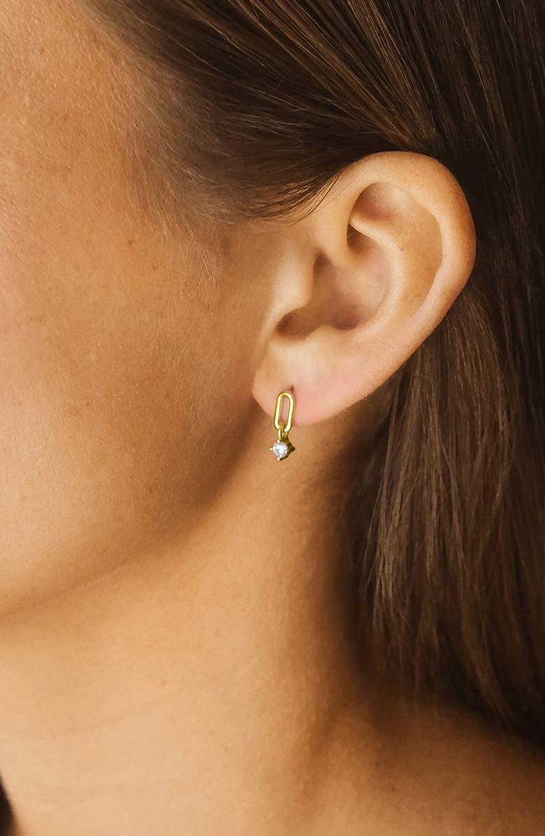 Sterling Forever Mandy CZ Drop Earrings, Alternate, color, Gold