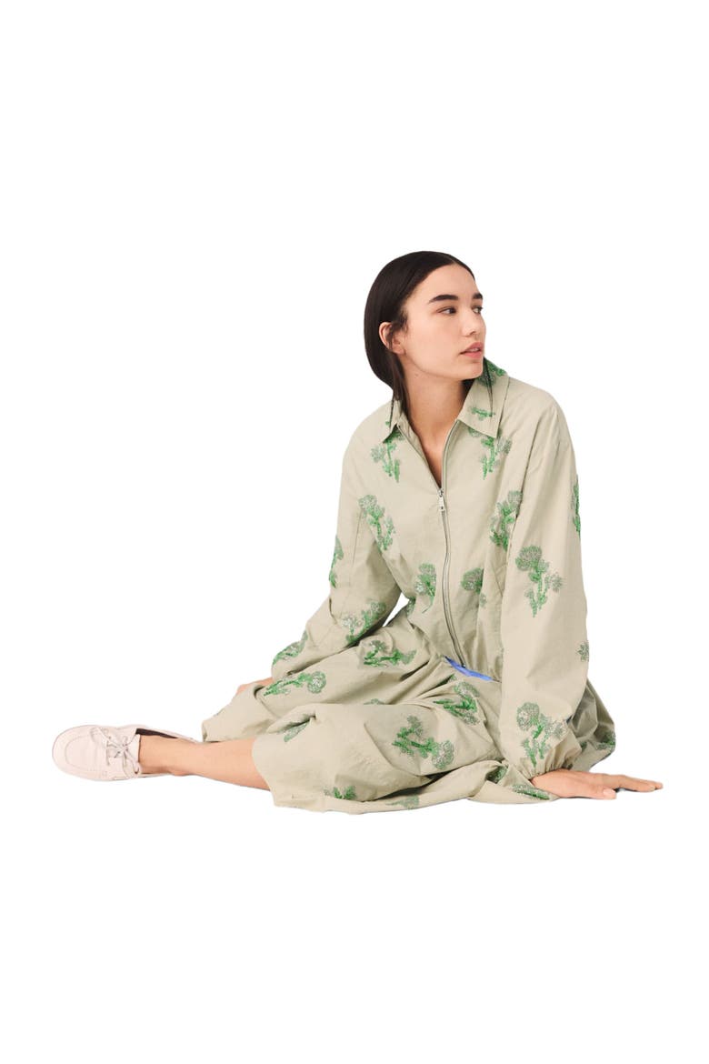 Embroidered technical bomber jacket, Alternate, color, Beige