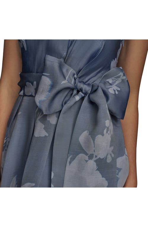 Donna Karan New York Floral Strapless Fit & Flare Gown In Blue