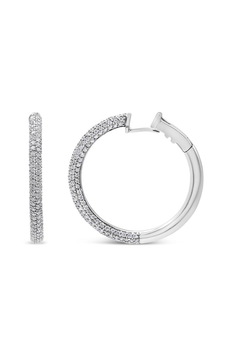 Haus of Brilliance 18K White Gold 2 1/3 Ctw Pave Set Diamond Semi Eternity Leverback Hoop Earrings, Main, color, White