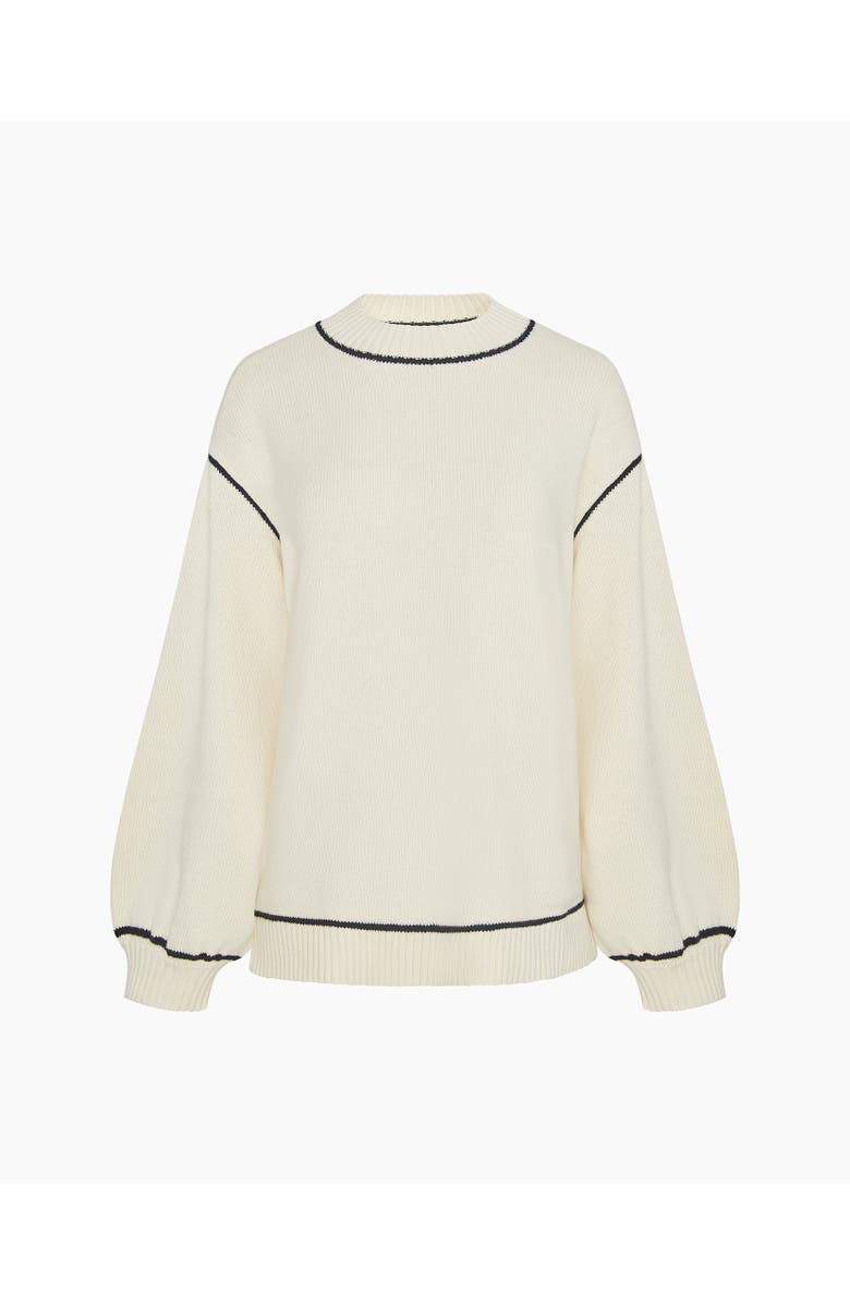 Onia Cotton Oversized Mock Neck Sweater, Alternate, color, Off White/Black