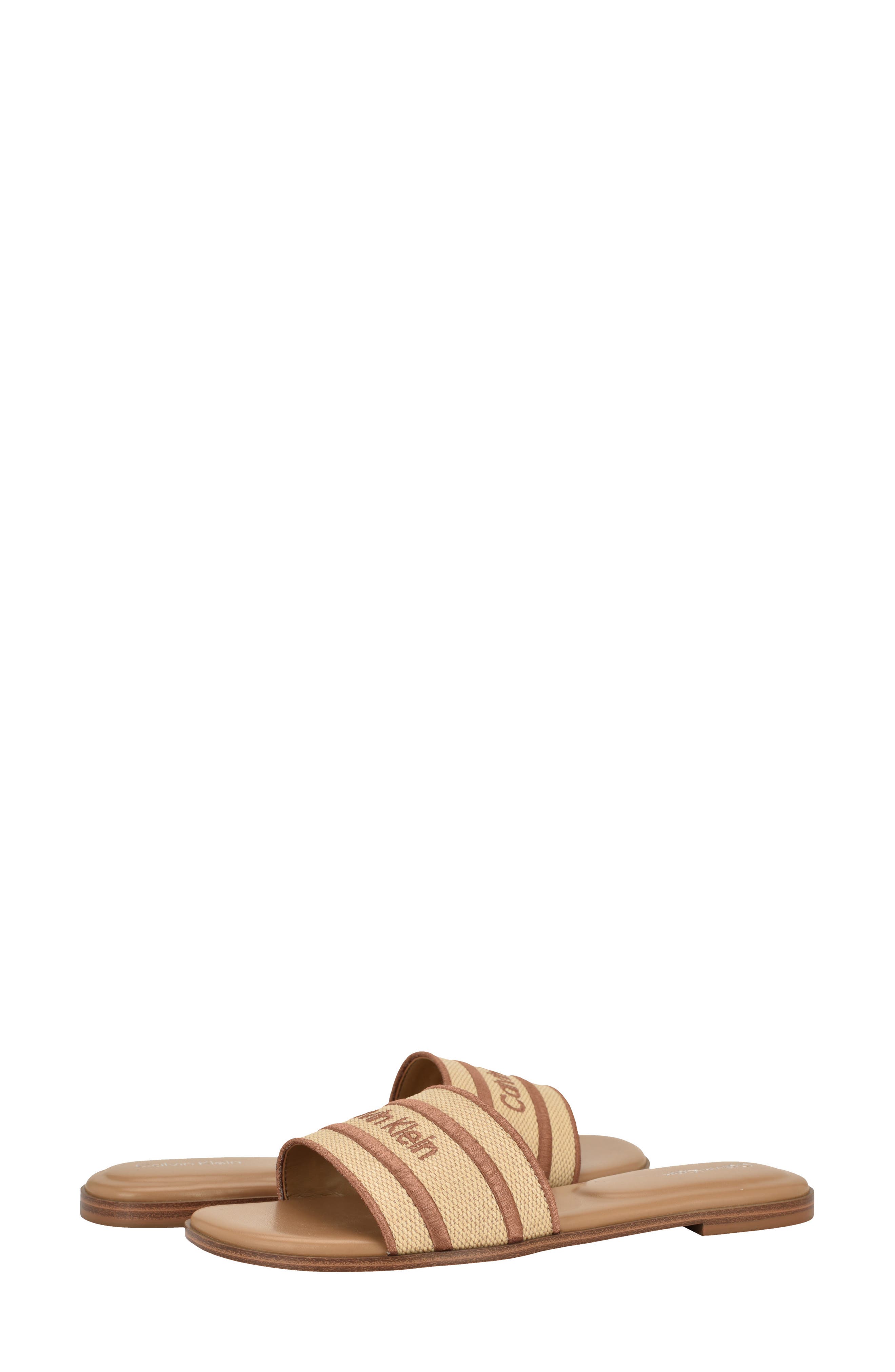 Calvin Klein Kendell Slide Sandal, Alternate, color, Natural/ Cognac