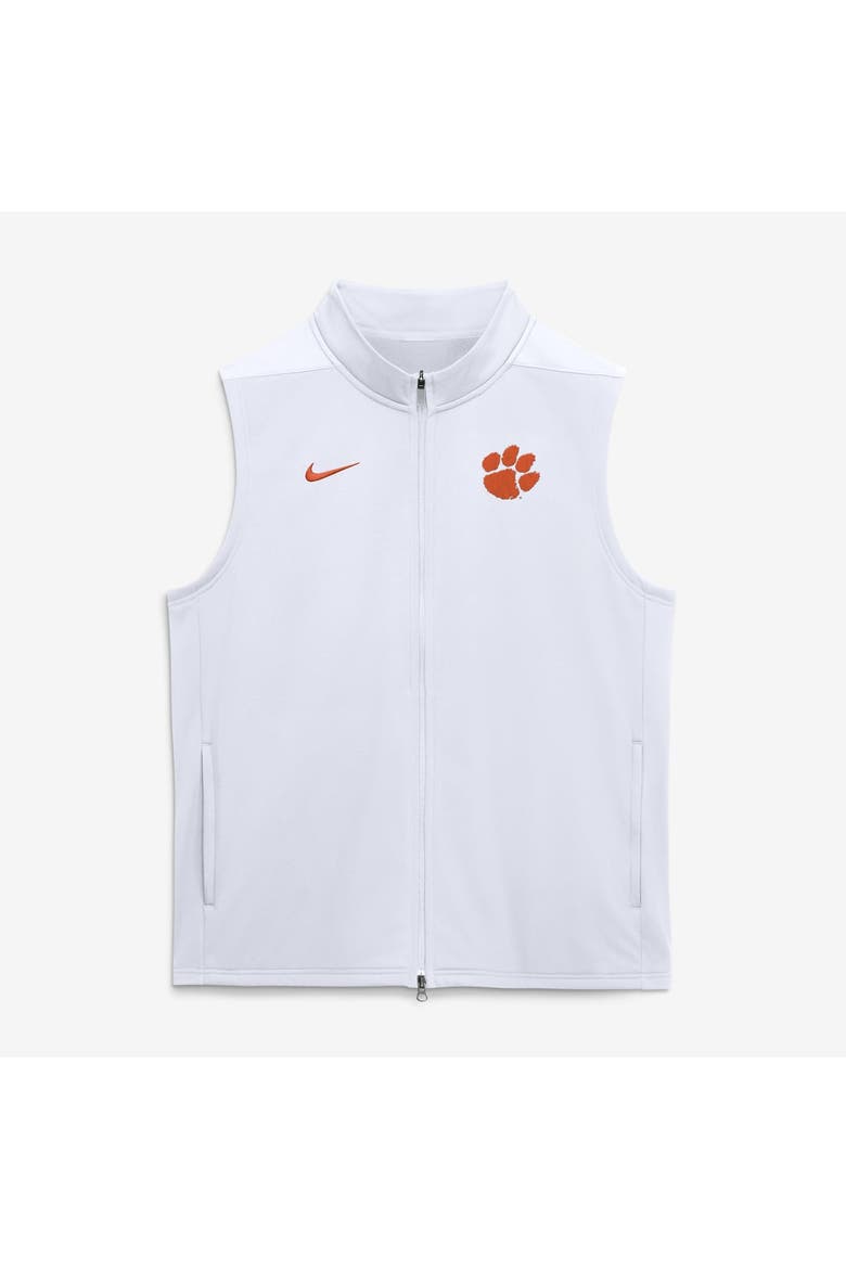 Men's Nike White Clemson Tigers Primetime Victory Therma-FIT Full-Zip Vest, Main, color, White