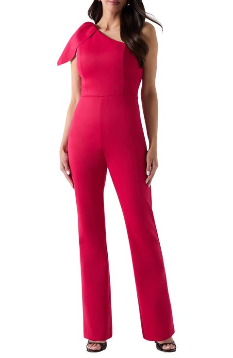 Andrea One-Shoulder Scuba Crepe Jumpsuit