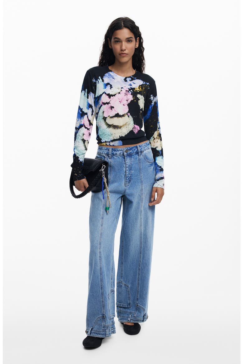 Abstract Print Crewneck Sweater, Alternate, color, BLUE