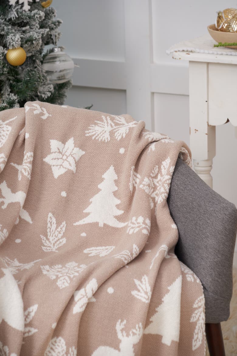 Yuletide Frost Christmas Winter Throw Blanket, Alternate, color, White