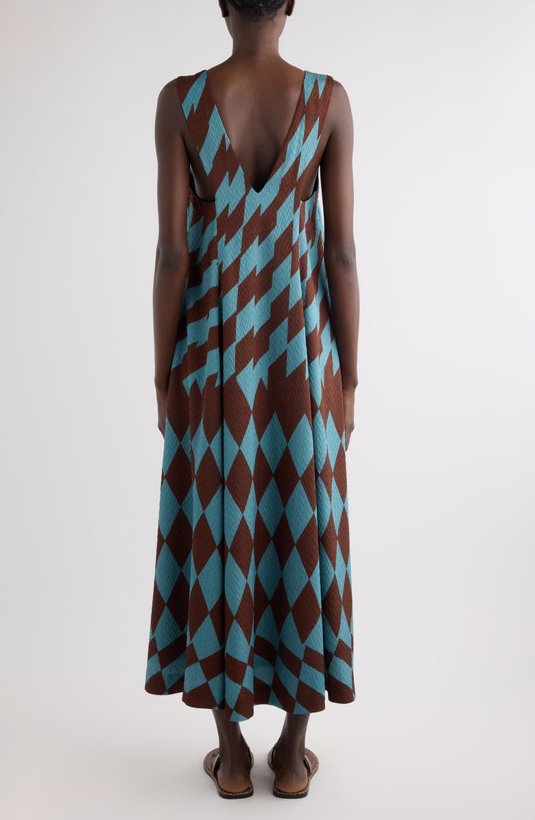 Dries Van Noten Dea Graphic Print Stretch Silk Trapeze Dress, Alternate, color, Raf