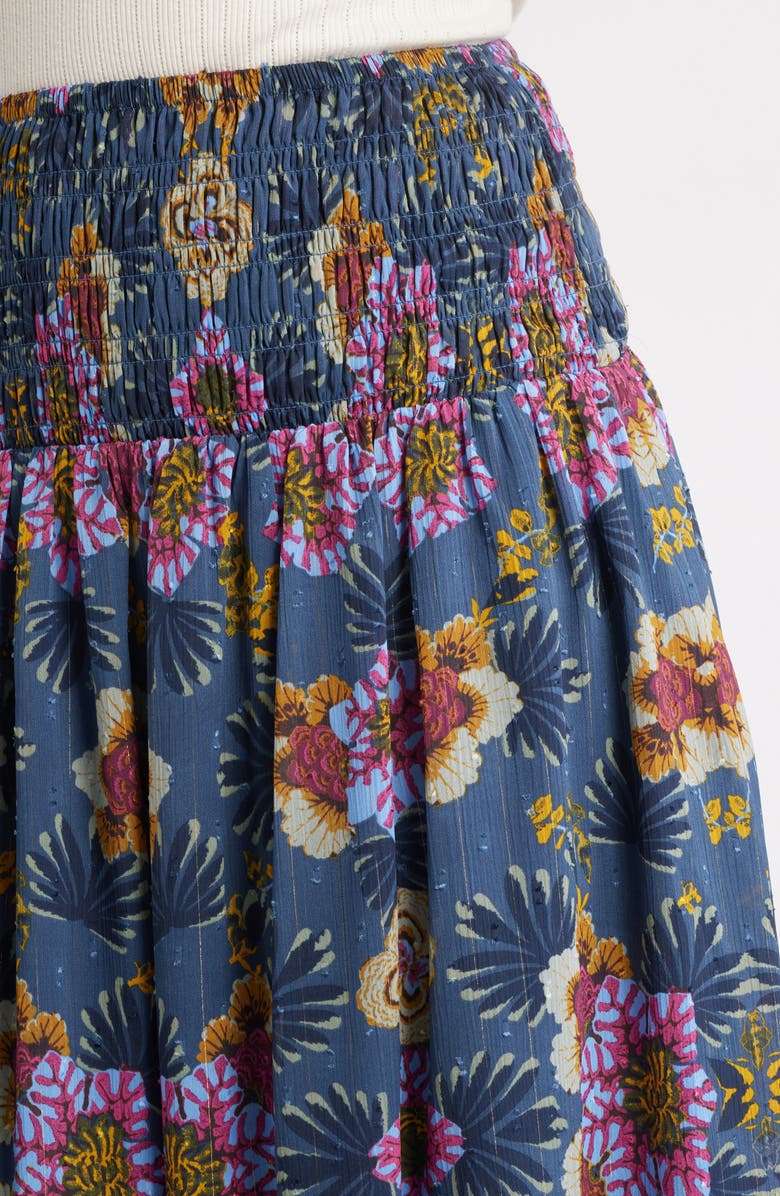 Treasure & Bond Smocked Wiast Maxi Skirt, Alternate, color, Green Gables Blooming Border