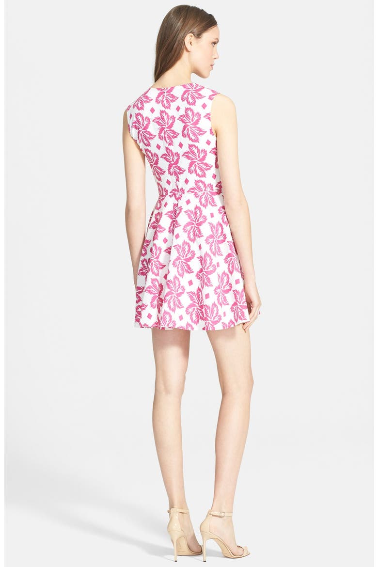 'Jeannie' Print Fit & Flare Dress, Alternate, color, GIANT LEAF FLORAL PINK