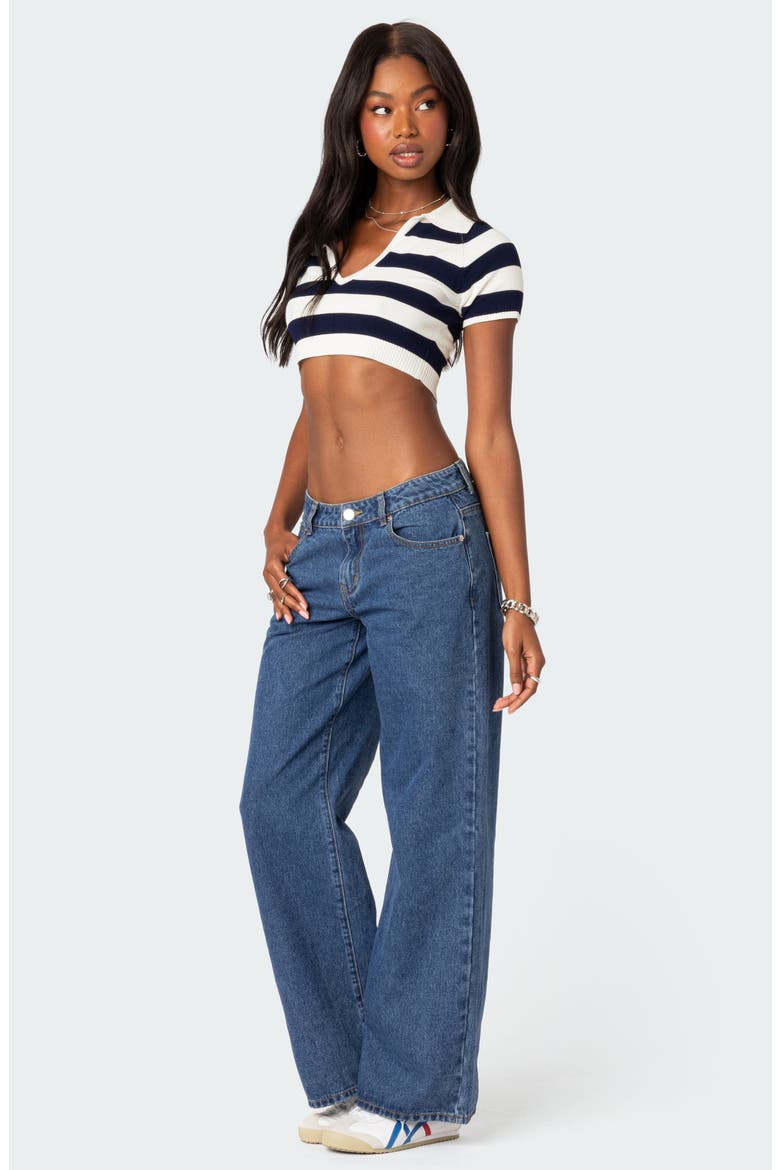 Skai Stripe Crop Sweater, Alternate, color, NAVY-AND-WHITE