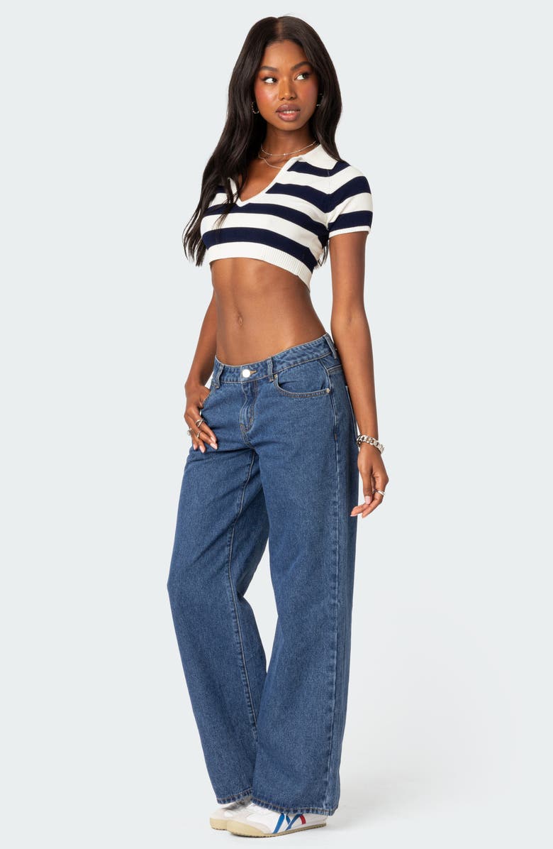 EDIKTED Skai Stripe Crop Sweater, Alternate, color, 