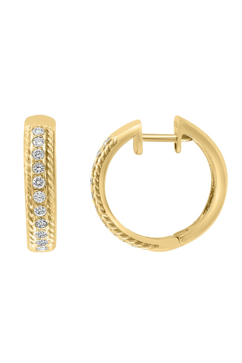 Channel-Set Diamond Hoop Earrings in 14K Yellow Gold, Main, color, 14K Yellow Gold