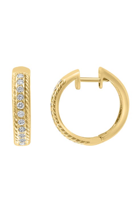 Channel-Set Diamond Hoop Earrings in 14K Yellow Gold