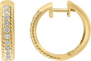 EFFY Channel-Set Diamond Hoop Earrings in 14K Yellow Gold