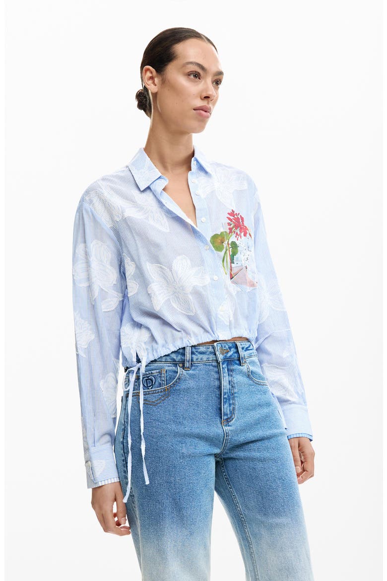 Floral Embroidered Gradient Crop Wide Leg Jeans, Alternate, color, MEDIUM BLUE