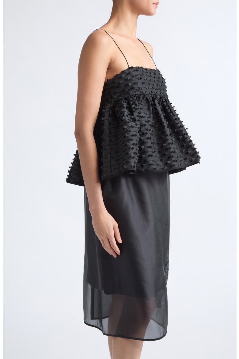 Babette Embroidered Jacquard Camisole Top, Alternate, color, BLACK