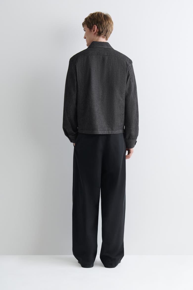 Pinstriped Denim Zip-Up Overshirt, Alternate, color, BLACK / PINSTRIPED