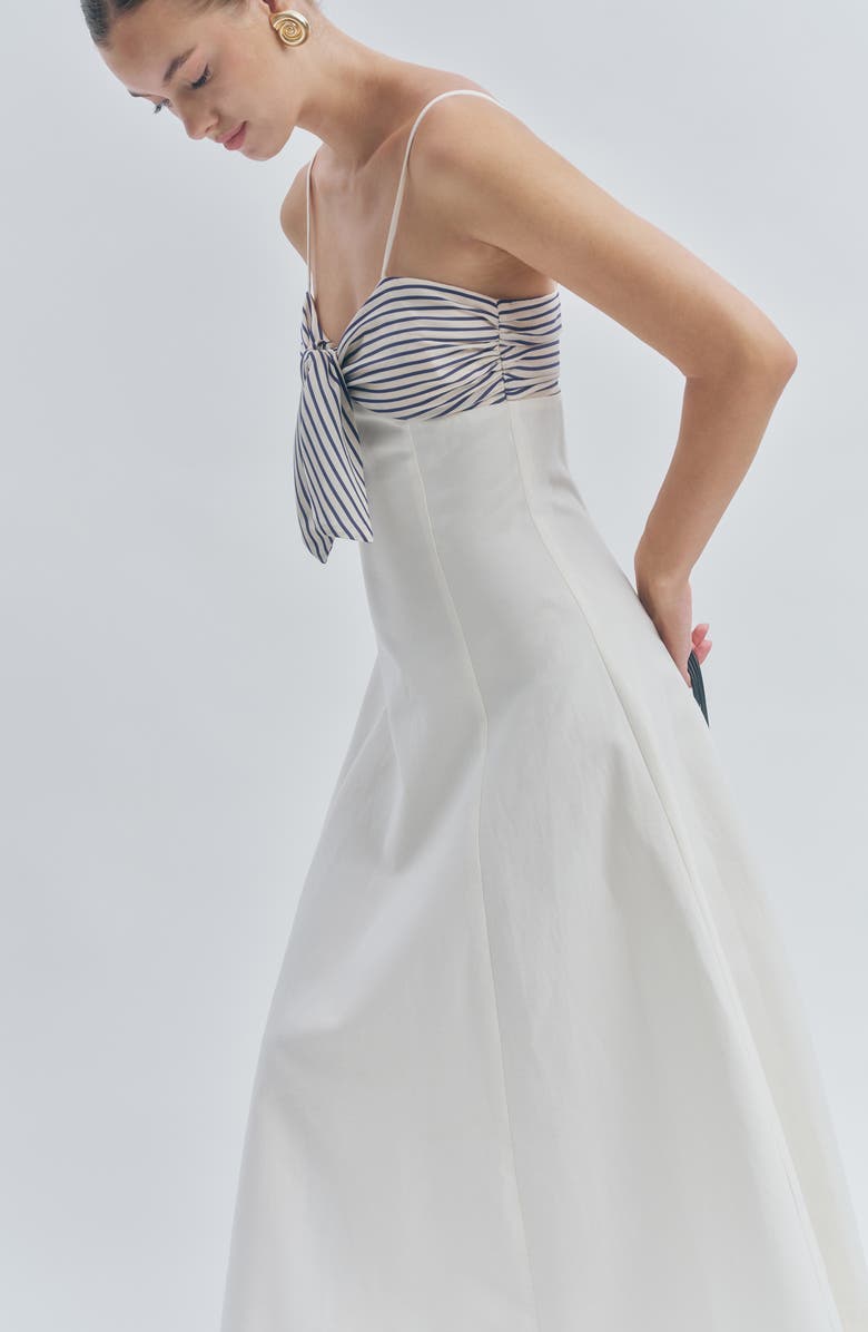 MAUDE CLUB Tullerie A-Line Dress, Alternate, color, Ivory Blue Stripe
