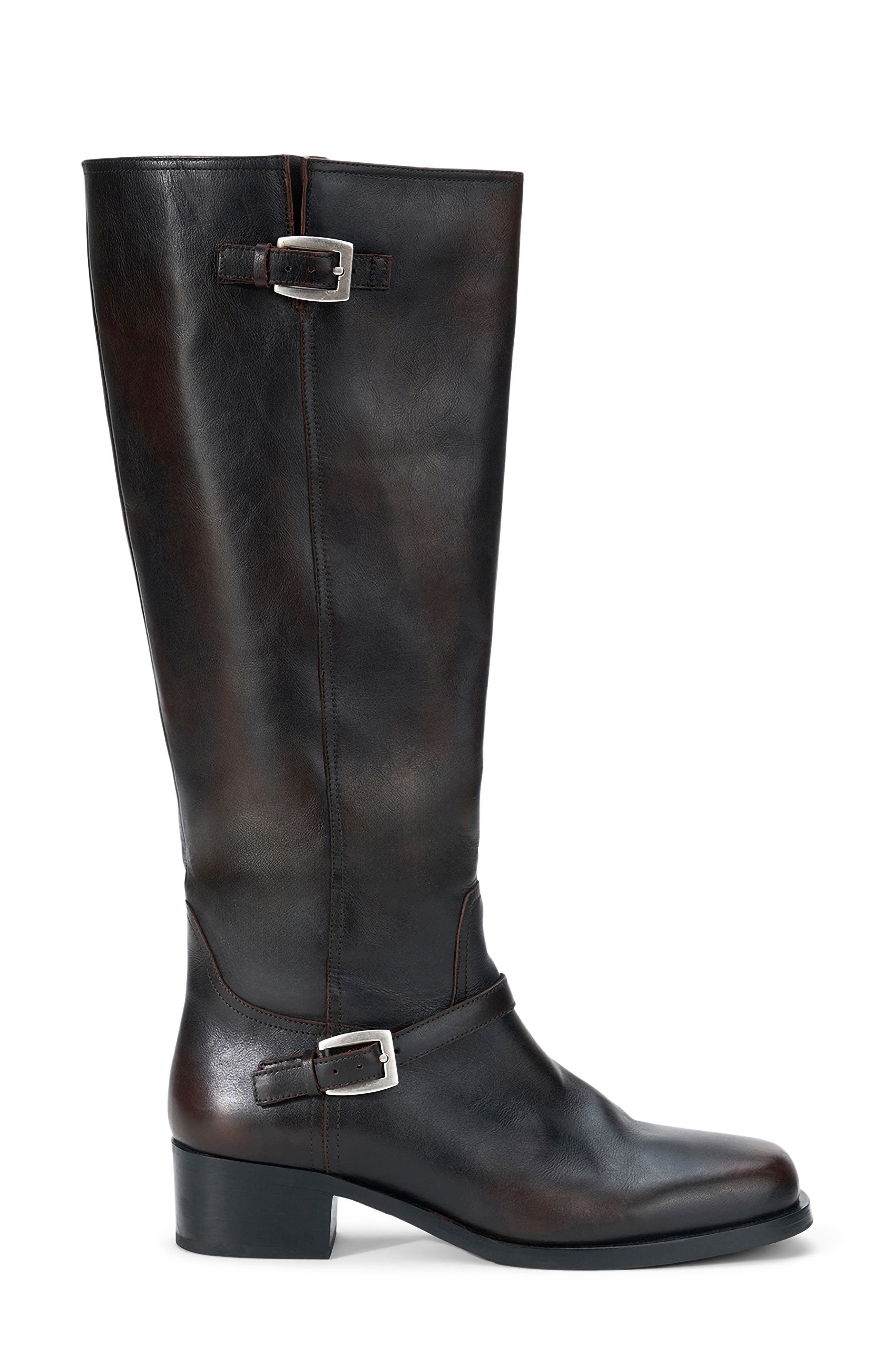 Brooklyn Leather Knee High Boot, Alternate, color, ESPRESSO DISTRESSED