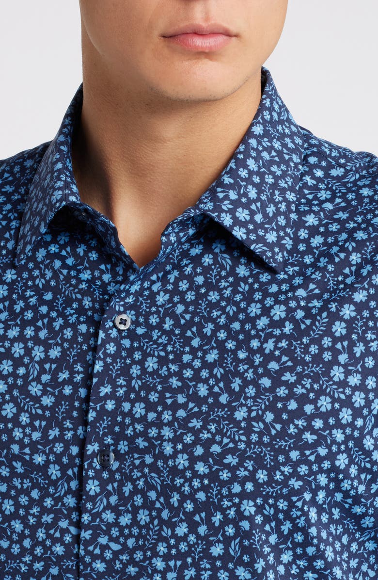 Bonobos Slim Fit Floral Short Sleeve Stretch Button-Up Shirt, Alternate, color, Bordeta Floral