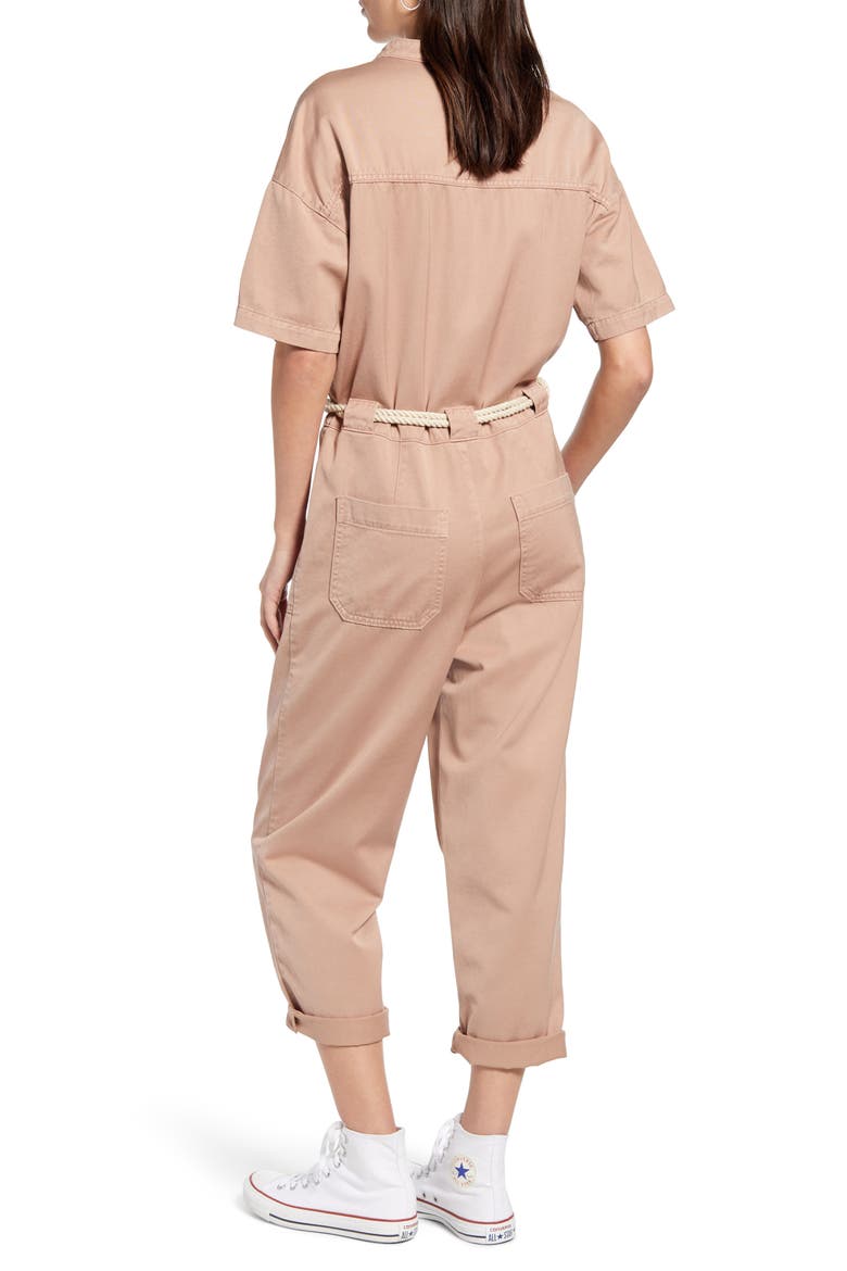 Emery Rope Tie Belt Cotton Jumpsuit, Alternate, color, SULFUR DARK SHITAKE
