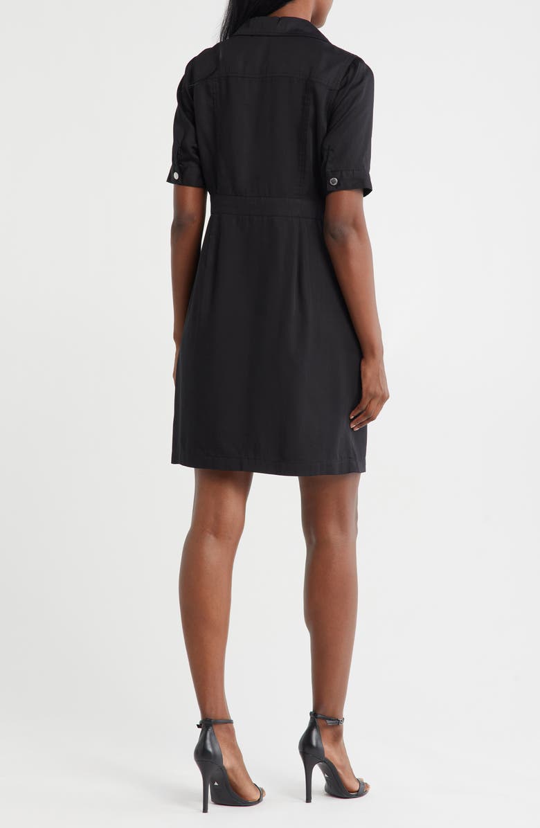 Nanette Lepore Short Sleeve Shirtdress, Alternate, color, Black