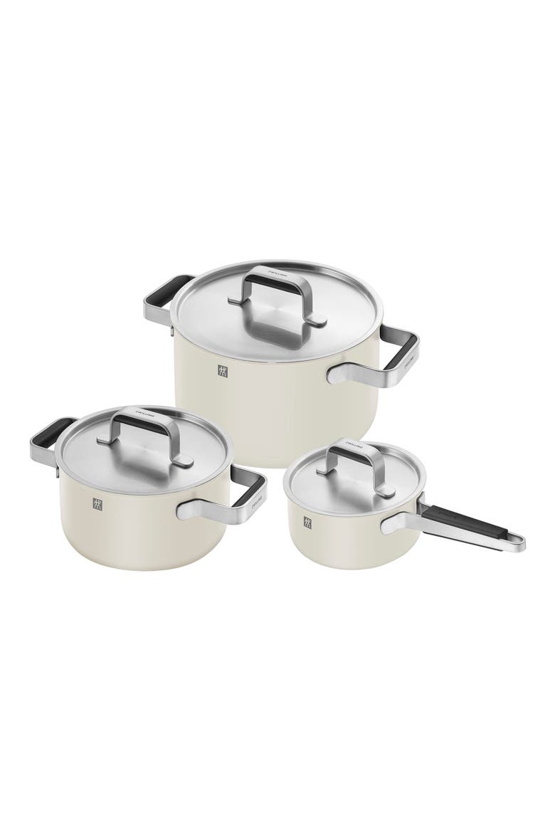 Pure 6-Piece Nonstick Stainless Steel Cookware Set, Main, color, IVORY WHITE