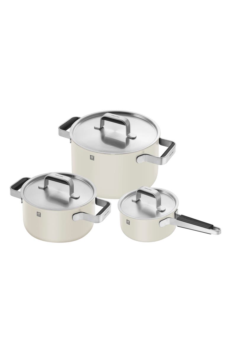 ZWILLING Pure 6-Piece Nonstick Stainless Steel Cookware Set, Main, color, Ivory White