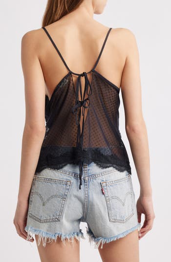 Eye Candy Open Back Lace Trim Camisole