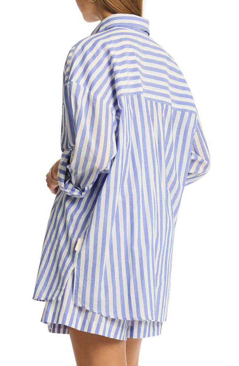 Sea Level Sails Beach Stripe Cover-Up Tunic, Alternate, color, Royal