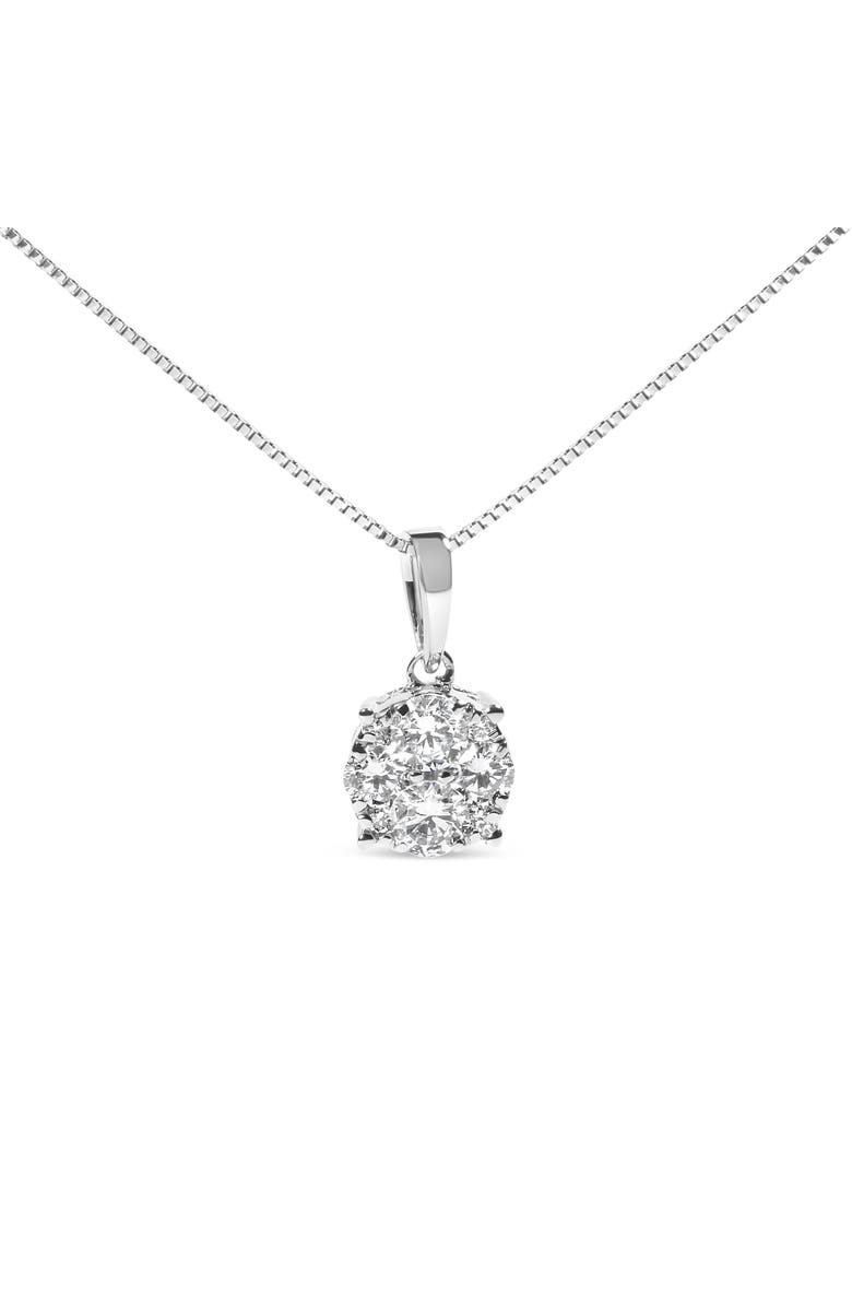 Haus of Brilliance 14k White Gold 1/2 Cttw Lab Grown Diamond Floral Cluster Pendant Necklace, Alternate, color, White