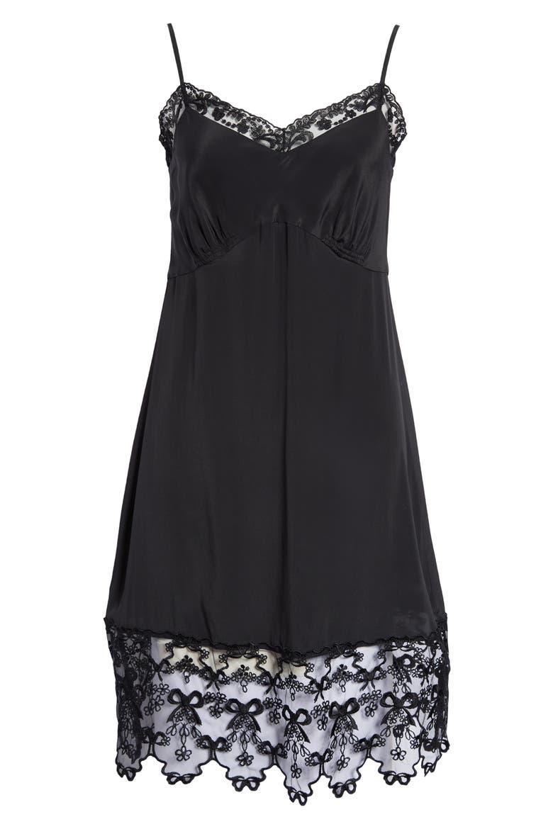 Lace Trim Mini Slipdress, Alternate, color, BLACK