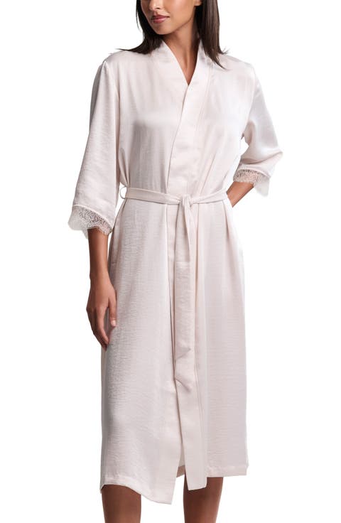 Liquid Lace Trim Satin Robe