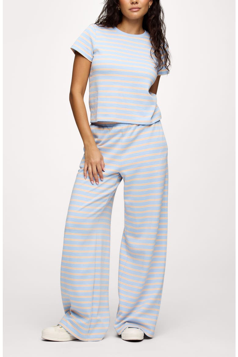 Golden Hour Stripe Stretch Cotton Top & Pants Set, Main, color, SKY STRIPE