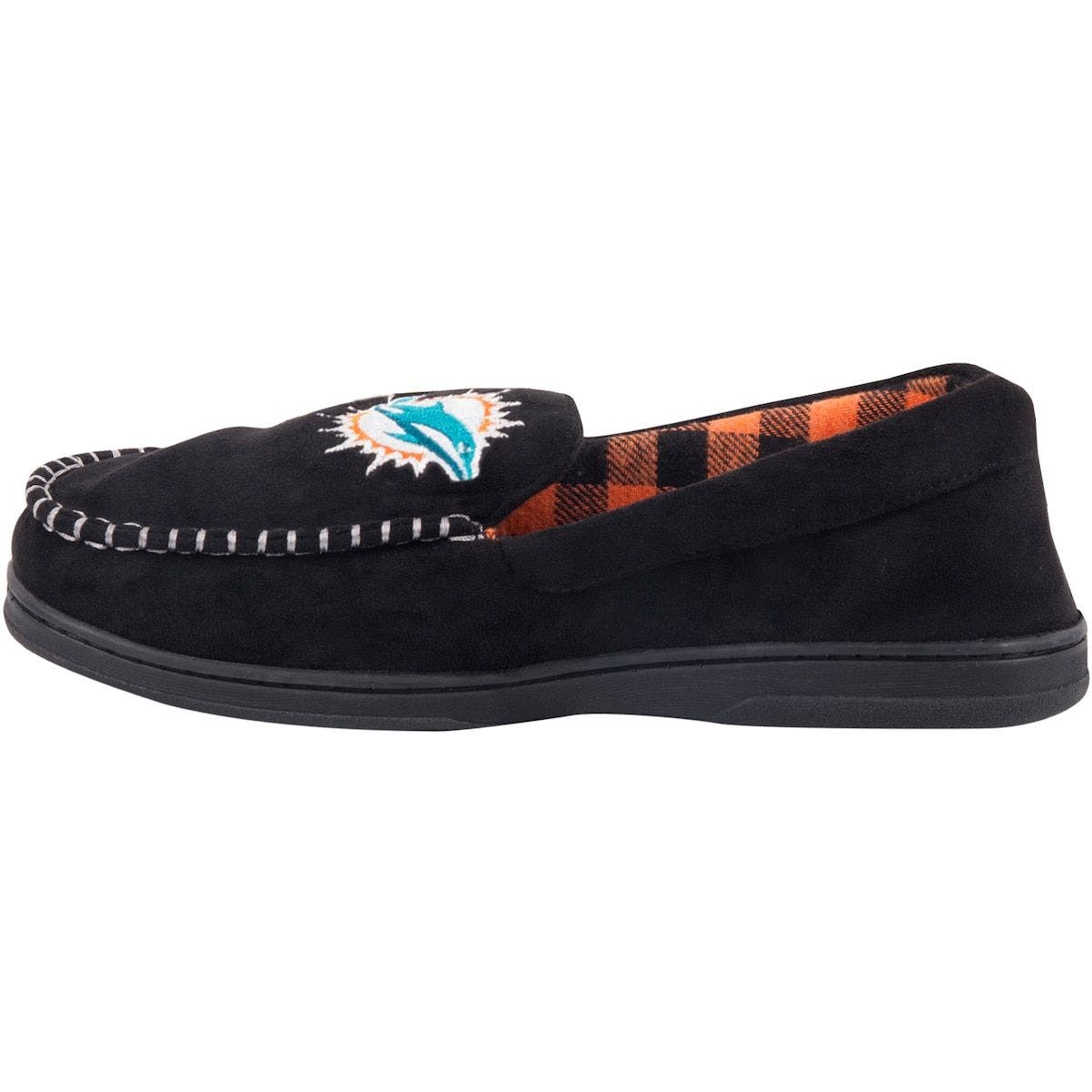FOCO Men's FOCO Miami Dolphins Team Logo Flannel Moccasin Slippers, Alternate, color, 