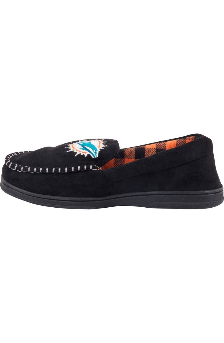 FOCO Men's FOCO Miami Dolphins Team Logo Flannel Moccasin Slippers, Alternate, color,