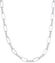 SIMONA Sterling Silver Cubic Zirconia Paper Clip Necklace
