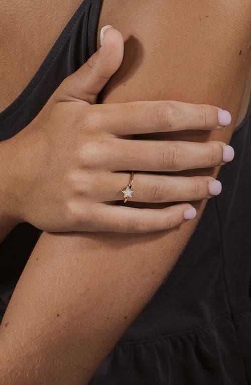 Sterling Forever Bez Mother-of-pearl Star Ring In Gold