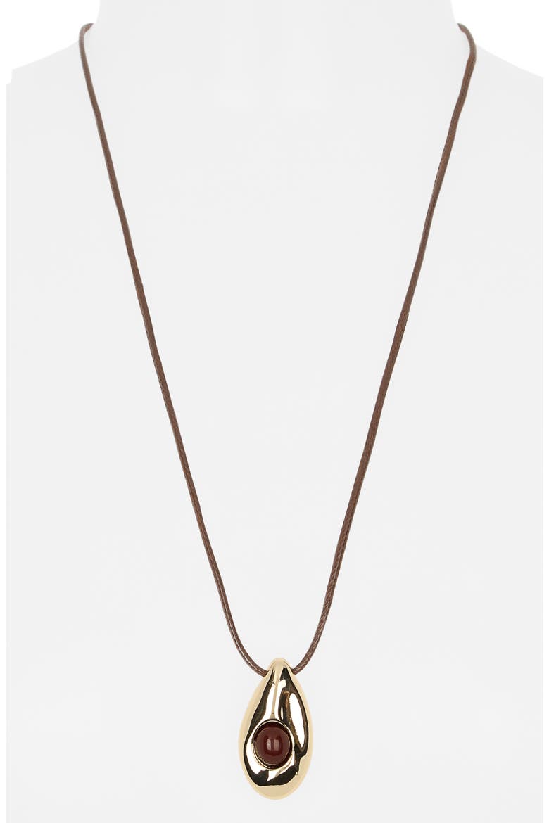 Teardrop Pendant Necklace, Alternate, color, BROWN