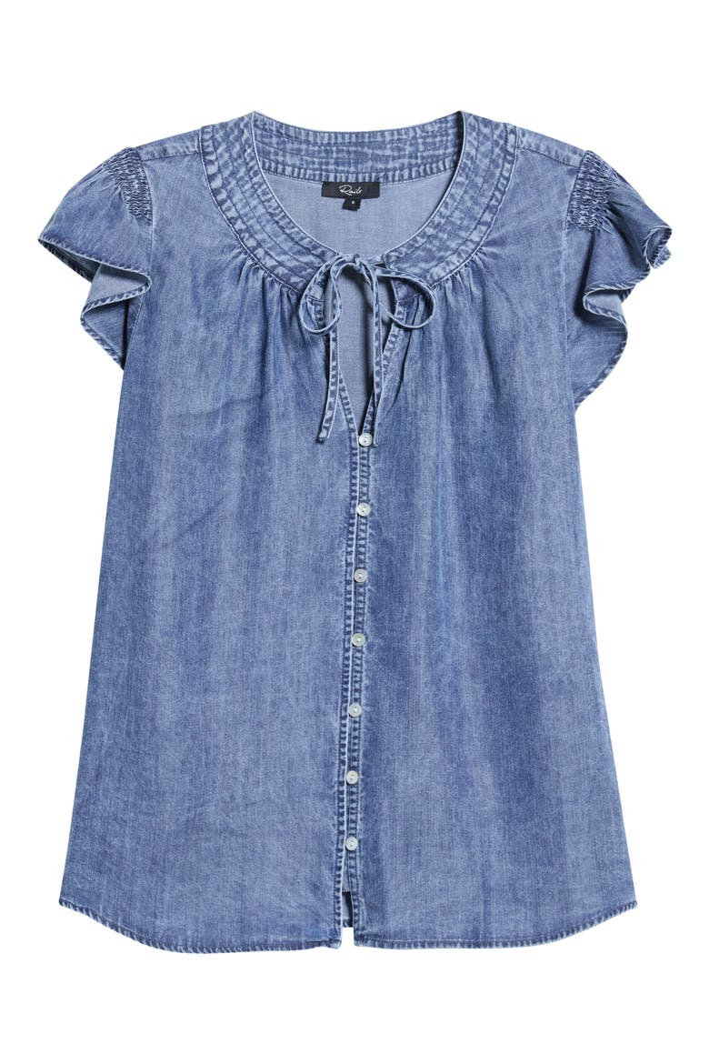 Aviva Chambray Button-Up Shirt, Alternate, color, BLUE RIDGE