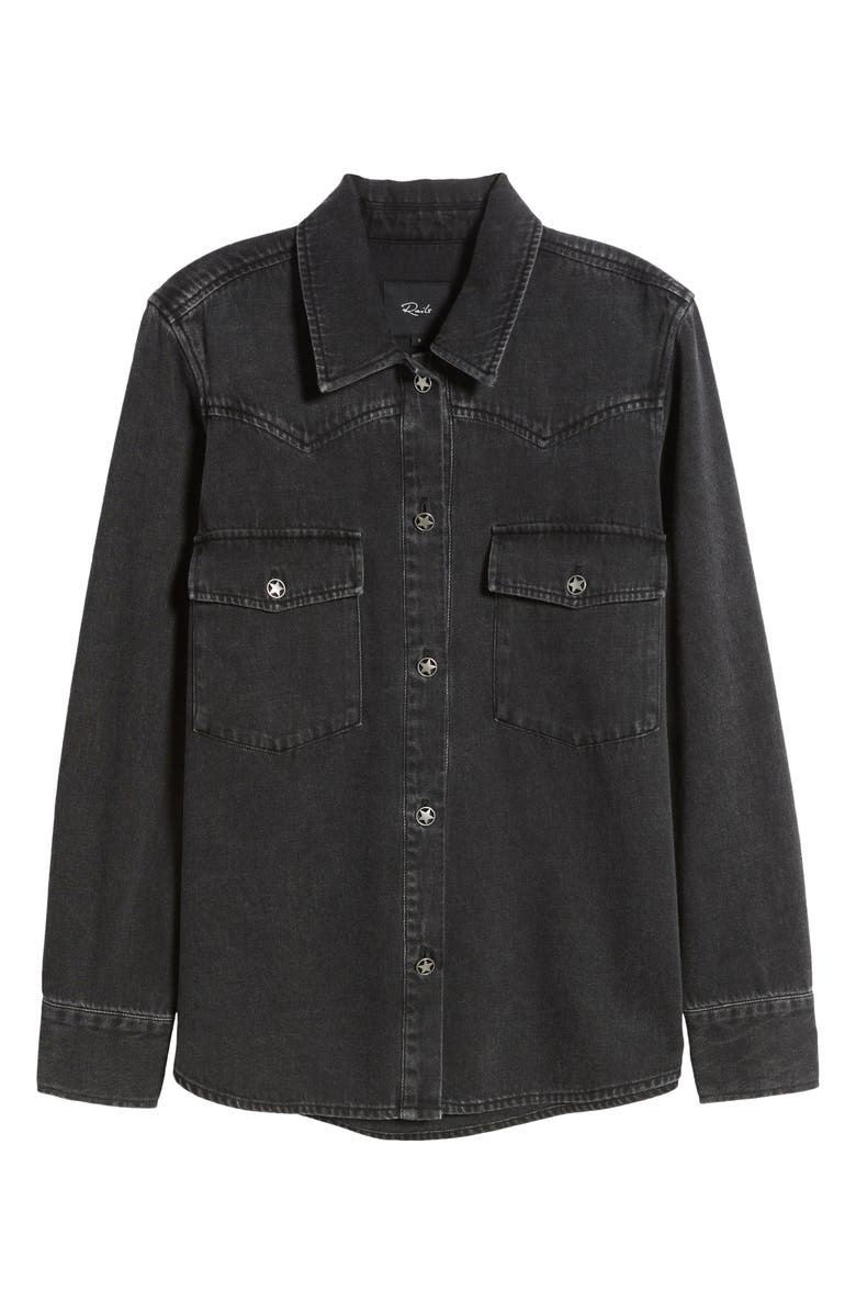 Rails August Cotton & Lyocell Western Button-Up Shirt, Alternate, color, Faded Black